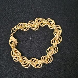 Moda al Massimo 18K Yellow Gold Over Bronze Rope Mixed Texture Link Bracelet